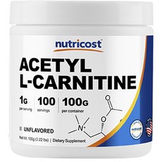 뉴트리코스트 아세틸 L-카르니틴 언플레이버드 글루텐 프리, 100g, 1개
