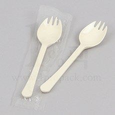 일프로팩 일회용 스포키(포크숟가락_포크수저_개별포장)-아이보리, 1개, 1500개
