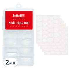 바블리 프로페셔널 손톱 연장 네일팁 100p + 양면 테이프 5p 세트, 2세트, 롱 스퀘어(B11005)