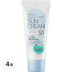 바세린 모이스처 UV 쉴드 선크림 SPF50+ PA++++, 4개, 60g