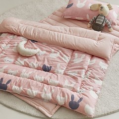 쉬즈홈 사계절 차렵형 낮잠이불 베개솜 세트, 미유 핑크