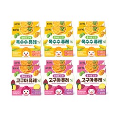 엘빈즈 통재로 으깬 곡물퓨레 90g x 6p x 2종 세트, 고구마, 옥수수, 1세트