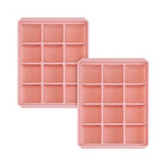 에디슨 실리콘 멀티 큐브 이유식냉동용기 12구 2p, 핑크, 1세트