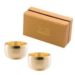피아 유광 24K 금도금 소주 술잔 2p + 고급 선물용 박스, 1세트