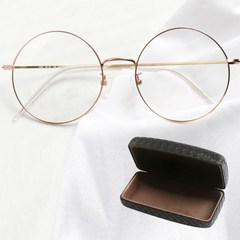 BEIMA 블루라이트차단 고탄성 변색렌즈 정원형 동글이 안경 + 선글라스 케이스 세트