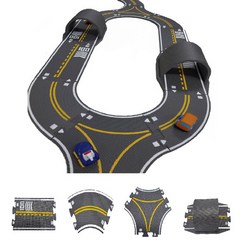 소리안나매트 EVA 자동차 도로 만들기 매트 16p + 터널 4p 세트, 그레이혼합