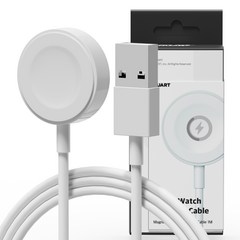 누아트 애플워치 호환 마그네틱 무선 고속충전기 USB타입, 화이트, 1개