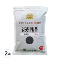 대한농산 검정렌틸콩, 2개, 3kg