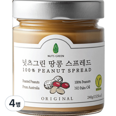 넛츠그린 땅콩 스프레드, 240g, 4개