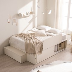 삼익가구 로런 슬라이딩 벙커빅수납 침대 + 계단 + 가드 + 매트리스 방문설치, 화이트