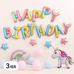 마켓감성 레인보우 생일파티 풍선세트, 타입1, 3세트