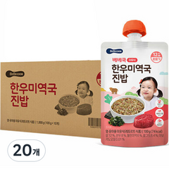 베베쿡 한우 미역국 진밥 실온이유식 완료기 100g, 한우 + 미역 혼합맛, 20개