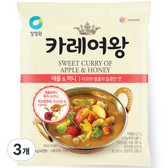 청정원 카레여왕 애플&허니, 108g, 3개