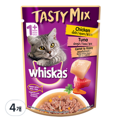 위스카스 고양이 테이스티믹스 닭고기 참치와당근 in 그레이비 습식사료, 닭, 70g, 4개