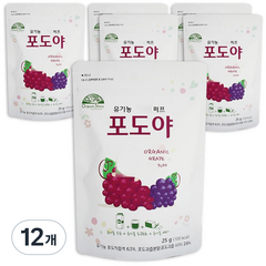 오가닉스토리 유기농 베이비퍼프 포도야, 포도맛, 12개, 25g