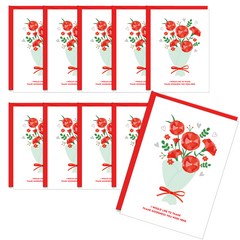 스위트데이 1000 카네이션카드 10p + 봉투 10p, 꽃다발(카드), 레드(봉투), 1세트