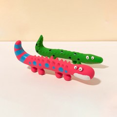 파스텔펫 반려동물 다이노 라텍스 장난감 2종 세트, 그린, 핑크, 1세트