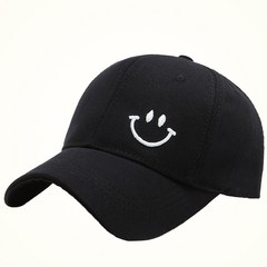 오즈니 등산 캠핑 스마일 볼캡 모자, 블랙
