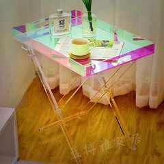 아크릴테이블 커피테이블 홈 거실 카페 사이드 다용도 인테리어 투명 접이식 티 홀로그램 탁자, 홀로그램(테이블만)