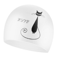 수영 모자 실리콘 남성과 여성 방수 플러스 두꺼운 긴 머리 다채로운 실리콘 수영 모자 Gorras Piscina, 하얀 고양이