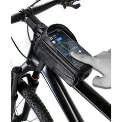 레드클리프 방수 스마트폰수납 핸드폰 거치대 프레임 로드 MTB 자전거 가방, 블랙, 1개