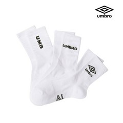 매장판 엄브로 양말 변형 로고 에센셜 3PACK 미드 삭스 UO323CSC74 WHITE, 색상:화이트 / 사이즈:260