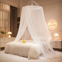 YanYangTian 2022 돔 모기장 핑크 소녀 캐노피 침대 위에 접이식 모기장 문 아기 침대 모기 방지, 1.5m (5개 피트) 침대, CHINA, White