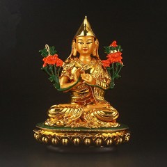 관세음보살 부처님 불상 부처님불상 특별 디자인 골드 Tsongkhapa 입상 동상 세 Tailsman Treasured Buddhs, 01 라이트 옐로우