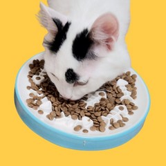 슬로우캣 도자기 슬로우식기 강아지 고양이 급체예방용식기 슬로우볼, 핑크색 (그릇 단품)