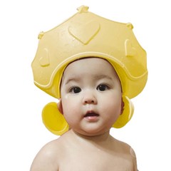 날씨요정 아기 크라운샴푸캡 샤워컵 브러쉬 유아 목욕선물세트 귀마개 이어캡, 크라운 샴푸캡(옐로우), 1개