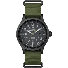 Timex 익스페디션 스카우트 남성용 손목시계 그린 40mm 나일론 스트랩 (T49961), Green Slip-Thru