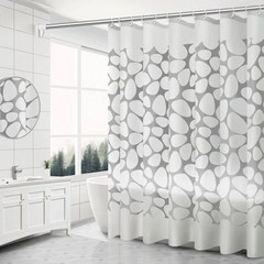두꺼운 샤워 커튼 방수 반투명 욕실 커튼 격자 무늬 조약돌 인쇄 된 샤워 커튼 후크 욕실 제품