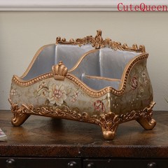 CuteQueen 귀여운여왕 유럽 레트로 빈티지 엔틱 황금 서랍 나비 정리대 화장대 서랍장 수납장 테이블 탁상 수납함, 1033 금 히비스커스