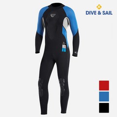 다이브앤세일 스쿠버 프리다이빙슈트 웻슈트 서핑수트 잠수복 3mm, 블루