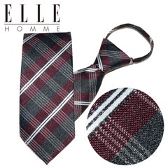 엘르옴므 ELLE HOMME 엘르옴므 실크 지퍼/자동 넥타이-프라하 와인 8cm