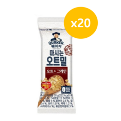 퀘이커 마시는 오트밀 오트 앤 그레인 낱봉팩, 50g, 20개