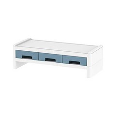 모니터받침대 서랍형 듀얼 1단 2단 책상정리, 2단-기본형+블루 서랍