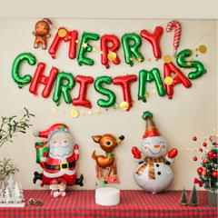 크리스마스 풍선 파티 장식 세트 가랜드 도트별, 알파벳세트+산타+눈사람+루돌프