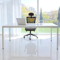 DK9799 필웰 스틸프레임 심플 책상 테이블 1800 x 800 DVX 화이트다리 / 기사설치배송 / EO자재 / 넓은상판, 화이트