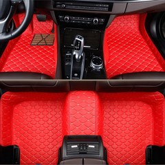 HYUNDAI Genesis Genesis(Coupe) Venue Getz Terracan 자동차 인테리어 카 액세서리용 풀 서라운드 맞춤형 가죽 카 바닥 매트, 보여진 바와 같이, 밝은 빨간색