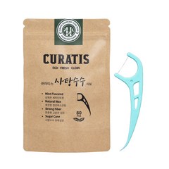 큐라티스 친환경 사탕수수 일회용 치실 (민트) -80p, 80p, 80개, 80개
