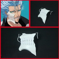 Anime Bleach Grimmjow Jaggerjack 마스크 코스프레 의상 Jeagerjaques 풀 세트 흰색 기모노 자켓 바지 벨트 검도, [06] One size, [03] Only Masks