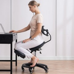 척추협착증 디스크 자세교정 바른자세 의자, 나일론 발, 블랙PU(여성권장A는신장1.6-1.75에적합)