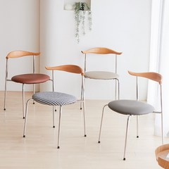 폴인퍼니 식탁의자 리디아 체어 실버 스틸 원목 카페 디자인 인테리어 의자, 리디아 체어_그레이, 1개