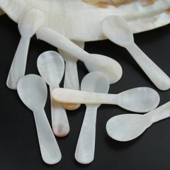 자연 조가비 껍질 숟가락 디저트 스크림 커피 캐비어 숟가락 진주 조개의 어머니 숟가락 작은 술 주방 도구를 저어, 10개, 7.2CM, 10개