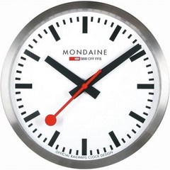 몬데인 Mondaine Stop2go MSM.25S10 벽시계 25cm 브러시드 알루미늄 빨간색 초침 방진