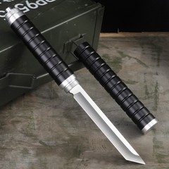 잭나이프 정글도 캠핑용칼 군용 대검 벌목도 다용도 호신용칼 단검, 9.8cm, 검은 색