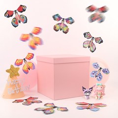 나비 선물 상자 돈나오는 반전 용돈 박스 어버이날 부모님 생일 서프라이즈 돈뽑는 생신 카네이션 비누꽃 플라워 꽃상자, W99035P(핑크