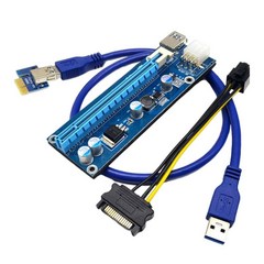 라이저 1x x 전원 라이저 어댑터 카드 60cm USB 3.0 연장 케이블 6핀 전원 케이블 - 1개, 123X47X18mm, 블루, 구리 PVC
