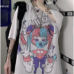 남성 여성 캐쥬얼 대학생 매니아 하라주쿠 씹덕티 일본 애니메이션 프린팅 반팔 오타쿠 티셔츠